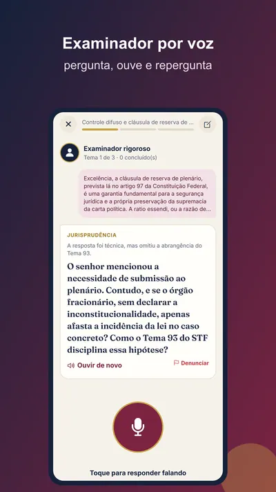 Examinador fazendo a pergunta por voz